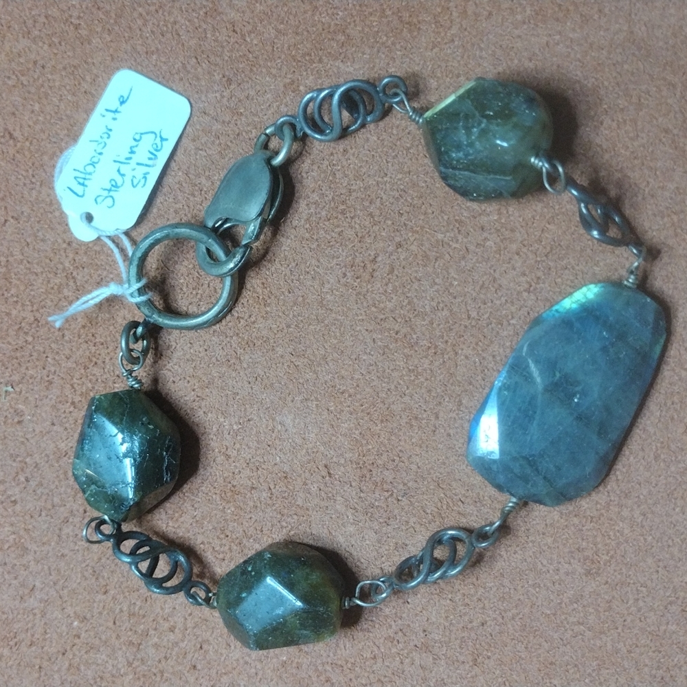 8-3/4" Labradorite & Sterling Silver Bracelet